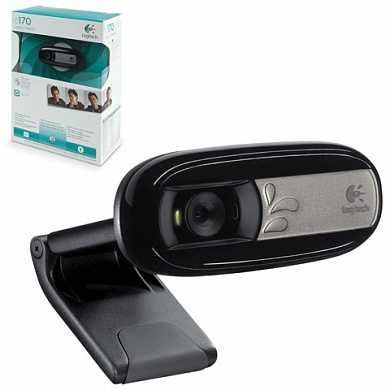 Веб-камера LOGITECH C170, 0,3 Мпикс., микрофон, USB 2.0, регулируемое крепление, черная (арт. 352966)