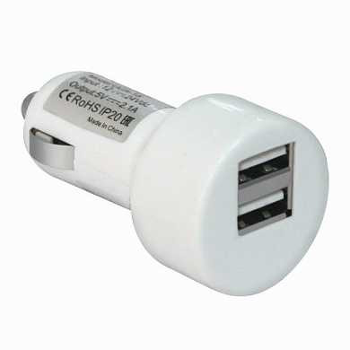Зарядное устройство автомобильное DEFENDER UCA-15, 2 порта USB, выходной ток 2A/1А, белое, блистер, 83562 (арт. 453401)