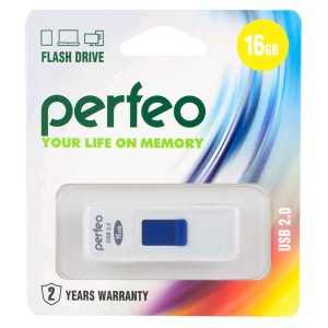 Флэш-диск Perfeo USB 16GB, White S03 PF-S03W016 (арт. 601663)