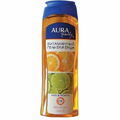 Гель для душа 260 мл, AURA, витаминный, очищает и увлажняет кожу, "Экстракт апельсина и лайма", 6424 (арт. 602892)