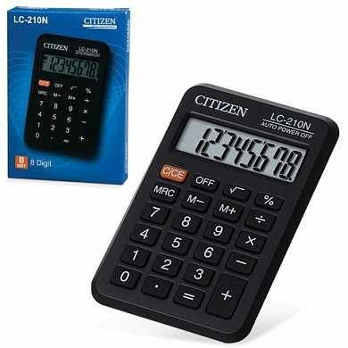 Калькулятор CITIZEN карманный LC-210N, 8 разрядов, питание от батарейки, 98х62 мм (арт. 250344) купить в интернет-магазине ТОО Снабжающая компания от 3 136 T, а также и другие Калькуляторы карманные на сайте dulat.kz оптом и в розницу