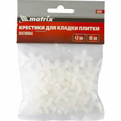 Крестики, 4,0 мм, для кладки плитки, упаковка 100 шт. Matrix (арт. 88092) купить в интернет-магазине ТОО Снабжающая компания от 343 T, а также и другие Приспособления для кладки плитки на сайте dulat.kz оптом и в розницу