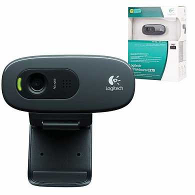 Веб-камера LOGITECH C270, 1/3 Мпикс., микрофон, USB 2.0, черная, регулируемый крепеж (арт. 350834)