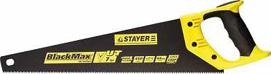 Ножовка универсальная (пила) STAYER BlackMAX 450 мм, 7TPI, тефлон покрытие, рез вдоль и поперек волокон, для средних заготовок, фанеры, ДСП, МДФ (арт. 2-15081-45)
