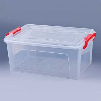 Ящик 14 л, с крышкой на защелках, для хранения, 18х43х28 см, пластиковый, прозрачный IDEA, М2866 (арт. 530652)