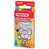 Восковые карандаши ПИФАГОР, 6 цветов, 222961 (арт. 222961)