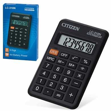 Калькулятор CITIZEN карманный LC-310N, 8 разрядов, питание от батарейки, 115х69 мм (арт. 250345)