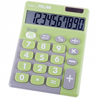 Калькулятор настольный Milan, 10 разр., двойное питание, 145*106*21мм, зеленый/серый, блистер (арт. 150610TDGRBL)