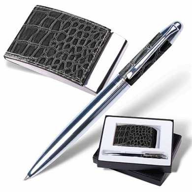 Набор GALANT "Prestige Collection": ручка, визитница, черный, "кожа крокодила", подарочная коробка, 141377 (арт. 141377)