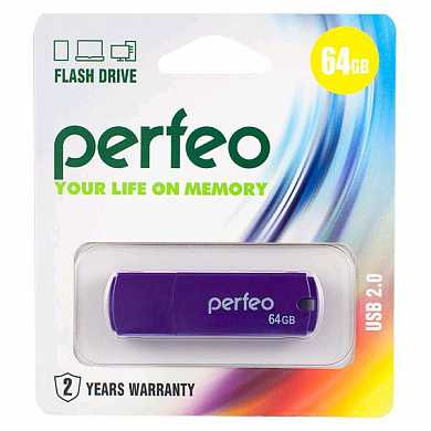 Флэш-диск Perfeo USB 64GB, Purple C05 PF-C05P064 (арт. 601687)