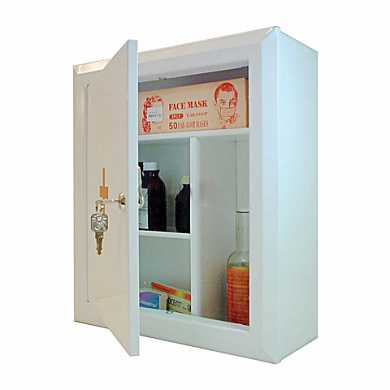 Шкафчик-аптечка металлический, навесной, внутренние перегородки, ключевой замок, 300x160x390 мм (арт. 290334)