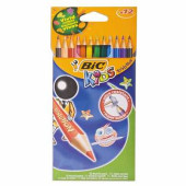 Карандаши цветные BIC "Kids ECOlutions Evolution", 12 цветов, пластиковые, заточенные, европодвес, 82902910 (арт. 180186)