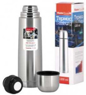 Термос MasterHouse Salzburg-1200 узкое горло, с кнопкой 1,2л, нерж сталь, арт.60253