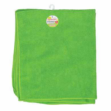 Тряпки для мытья пола из микрофибры ЛЮБАША "Эконом", комплект 3 шт., 50х60 см, цвет - зеленый, 603943 (арт. 603943)