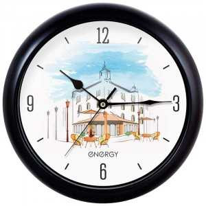 Часы настенные Energy EC-105 "Кафе", 25х3.8см, круглые, плавный ход секундной стрелки, пластик, питание ААх1, 9478 (арт. 646213)