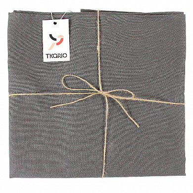 Скатерть на стол из умягченного льна с декоративной обработкой темно-серого цвета (арт. TK18-TС0020)