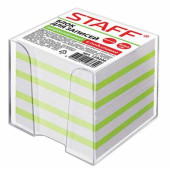 Блок для записей STAFF в подставке прозрачной, куб 9х9х9 см, цветной, чередование с белым, 129206 (арт. 129206)