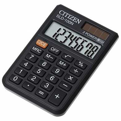 Калькулятор CITIZEN карманный SLD-100N, 8 разрядов, двойное питание, 90х60 мм (арт. 250086) купить в интернет-магазине ТОО Снабжающая компания от 3 087 T, а также и другие Калькуляторы карманные на сайте dulat.kz оптом и в розницу