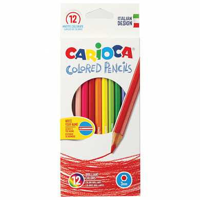 Карандаши цветные CARIOCA, 12 цветов, грифель 3 мм, шестигранные, заточенные, европодвес, 40380 (арт. 180175)