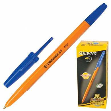 Ручка шариковая CORVINA "51 Vintage", корпус оранжевый, узел 1 мм, линия 0,7 мм, синяя, 40163/02 (арт. 140610)