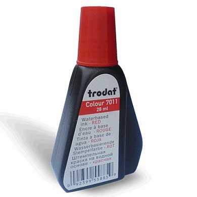 Краска штемпельная TRODAT, красная, 28 мл, на водной основе, 7011к (арт. 222098)