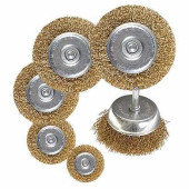 Набор щеток для дрели, 6 шт., 5 плоских 40-50-65-75-100 мм + 1 "чашка" 50 мм, со шпильками MATRIX (арт. 74496)