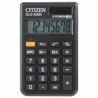 Калькулятор CITIZEN карманный SLD-200N, 8 разрядов, двойное питание, 98х60 мм (арт. 250346) купить в интернет-магазине ТОО Снабжающая компания от 3 234 T, а также и другие Калькуляторы карманные на сайте dulat.kz оптом и в розницу