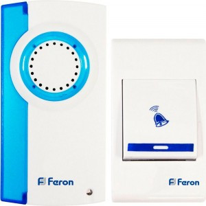 Feron Звонок электрический дверной, 32 мелодии, белый, синий E-221 23677 (арт. 619857)