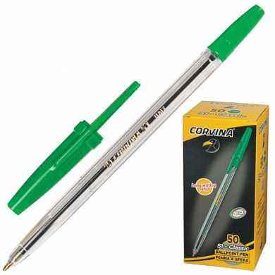 Ручка шариковая CORVINA 51 "Classic", корпус прозрачный, узел 1 мм, линия 0,7 мм, зеленая, 40163/04 (арт. 140303)