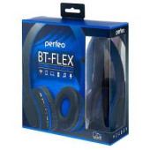 Наушники Perfeo FLEX, беспроводные, прорезиненное покрытие, черный/синий, Jack 3.5, PF-BTF-BLK (арт. 581846)