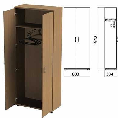 Шкаф для одежды "Этюд", 800х384х1942 мм, цвет орех онтарио (КОМПЛЕКТ) (арт. 980418)