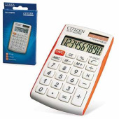 Калькулятор CITIZEN карманный SLD-322RG, 10 разрядов, двойное питание, 105х64 мм, белый/оранжевый (арт. 250348)