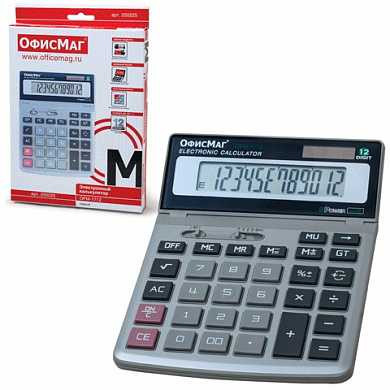 Калькулятор ОФИСМАГ настольный металлический OFM-1712, 12 разрядов, двойное питание, 200х152 мм (арт. 250225)