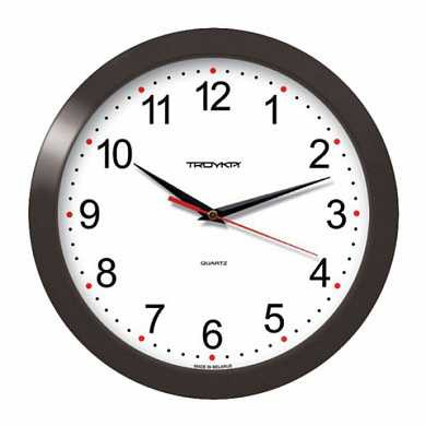 Часы настенные TROYKA 11100112, круг, белые, черная рамка, 29х29х3,5 см (арт. 452245)