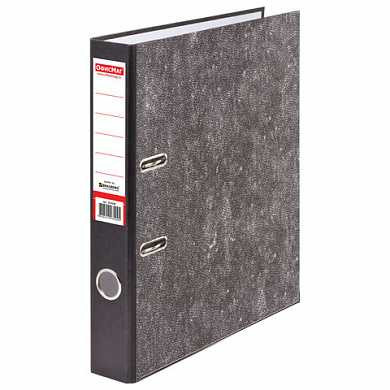 Папка-регистратор ОФИСМАГ, фактура стандарт, с мраморным покрытием, 50 мм, черный корешок, 222096 (арт. 222096)