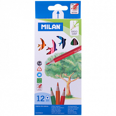 Карандаши цветные Milan "231", 12цв., трехгран., заточен., картон, европодвес (арт. 0728312)