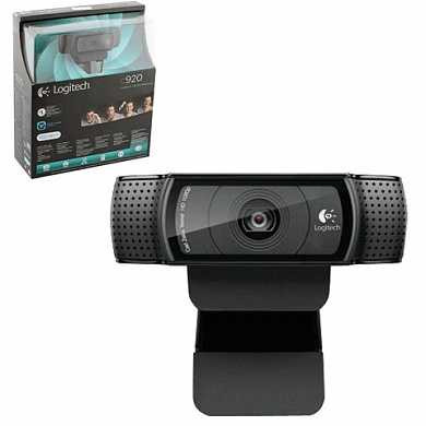 Веб-камера LOGITECH HD Pro Webcam C920, 2 Мпикс, микрофон, USB 2.0, черная, автофокус, 960-001055 (арт. 352158)