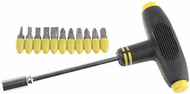 Набор STAYER Отвертка с Т-образной резиновой ручкой с битами, 12 предметов (арт. 2541-H6)