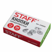 Кнопки канцелярские STAFF, 12 мм, 100 шт., 220009 (арт. 220009)