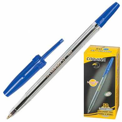 Ручка шариковая CORVINA 51 "Classic", корпус прозрачный, узел 1 мм, линия 0,7 мм, синяя, 40163/02 (арт. 140300)