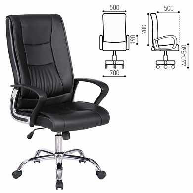 Кресло офисное BRABIX Forward EX-570, хром, экокожа, черное, XXXXXX (арт. 531837)