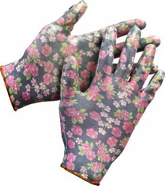 Перчатки GRINDA садовые, прозрачное нитриловое покрытие, размер S-M, черные (арт. 11297-S)