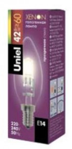 Uniel Свеча E14 42W прозрачная HCL-42/CL/E14 candle (арт. 156397)