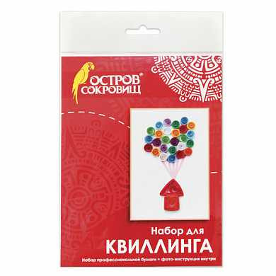 Набор для квиллинга детский, 10 цветов, 38 полос, с эскизом, "Домик с шариками", ОСТРОВ СОКРОВИЩ, 661114 (арт. 661114) купить в интернет-магазине ТОО Снабжающая компания от 686 T, а также и другие Цветная бумага, картон для квиллинга и оригами на сайте dulat.kz оптом и в розницу