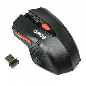 Мышь Dialog Pointer MROP-09U BLACK, беспроводная, оптическая, 5 кнопок, 400/1200/1600dpi, USB, питание 2хAAA, черная (арт. 654533)