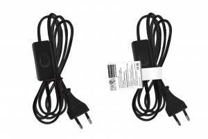 Шнур для бра TDM ШВВП 2х0,5, с выключателем, 2м, черный, серия "Народная", SQ1305-0042 (арт. 555374)