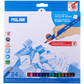 Карандаши цветные Milan "235", 24цв., Rubber Touch, трехгран., заточен., картон, европодвес (арт. 0722724)