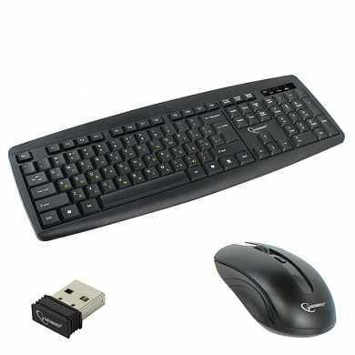 Набор беспроводной GEMBIRD KBS-8000, клавиатура, мышь 4 кнопки + 1 колесо + 1 dpi, черный (арт. 512007)