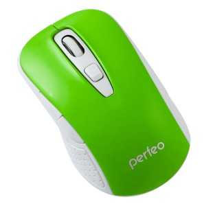 Мышь Perfeo CLICK, беспроводная, оптическая, 4 кнопки, 1000-1600dpi, USB, питание 1хAA, зеленый, PF-966-GN (арт. 654898)