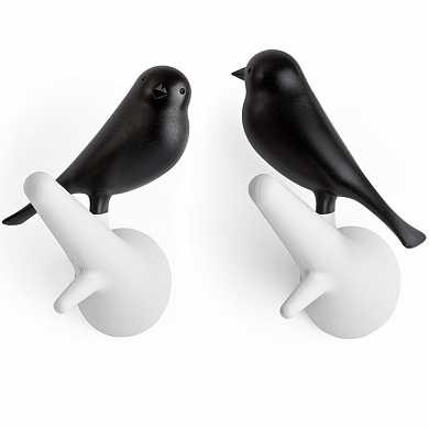 Вешалки настенные Sparrow 2 шт. белые-черные (арт. QL10067-WH-BK)